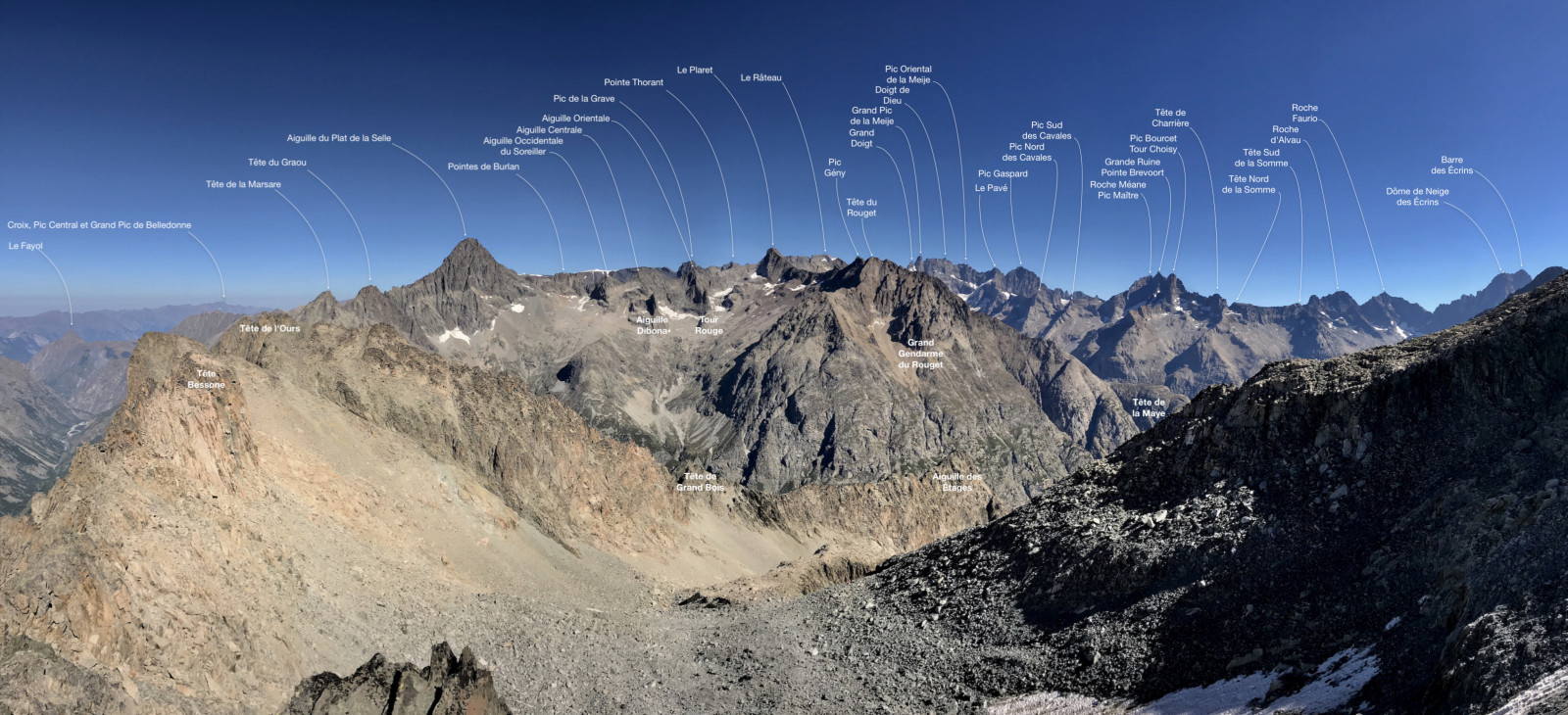 Panorama annoté au Nord depuis la Tête de Malacombe