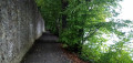 Début du chemin le long du mur du domaine de Ripaille