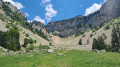 At the bottom of the pass, just before the climb