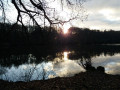Etang de Cernay au coucher du soleil d'hiver
