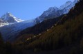 Feuillages jaunes d'or et glacier bleuté Feuillages jaunes d'or et glacier bleuté