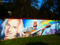 Fresque en hommage &agrave; l'artiste Julos Beaucarne, natif d'&Eacute;caussinnes