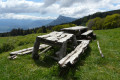 The rustic furnishings of the shepherd&rsquo;s hut.