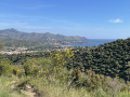 Monastery of Sant Pere de Rodes from Llança Cau del Llop beach Monestir de Sant Pere de Rodes depuis Llança Platja de Cau del Llop
