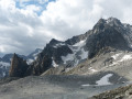 Petit Clocher du Portalet and Le Portalet. The end of the Glacier d'Orny below