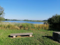 Point de vue sur l'étang de Lindre depuis la presqu'île