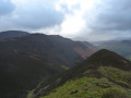 The ridge down. Oak on the slopes of Ard Crags mid picture