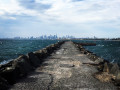 View of Melbourne skyline from Middle Brighton pier