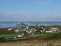 View of Perranuthnoe village and St Michael's Mount