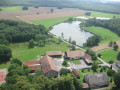 Vue aériennne de la ferme Des Bachats et du petit étang.