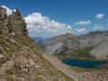 Vue du troisième lac de Giarlogues dans la montée au col de la Roche Trouée