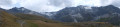 Vue panoramique sur glaciers et cascade