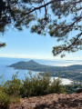 View of Agay harbour two-thirds of the way up the climb